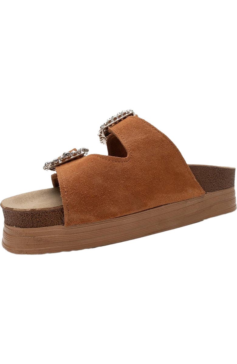 Forever & Always Shoes Polacca Leather Slide Sandal, Alternate, color, Cognac Brown Suede Leather