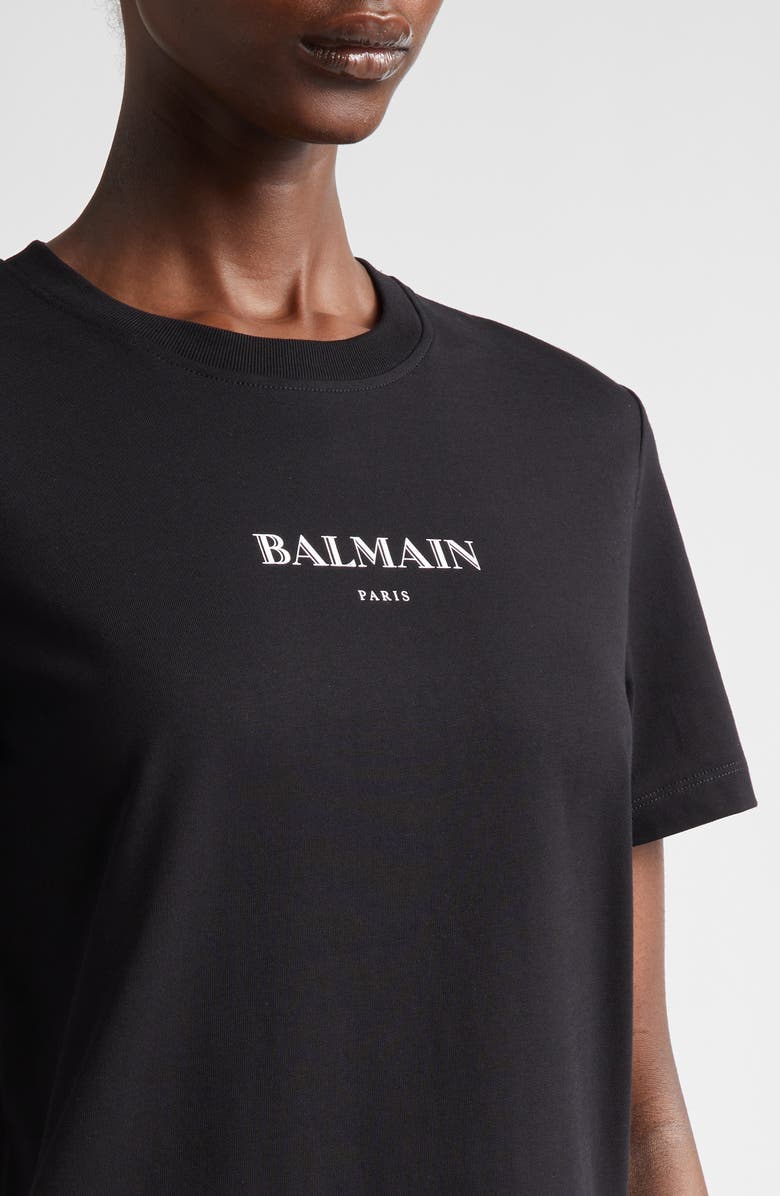 Balmain Regular Fit Logo Graphic T-Shirt, Alternate, color, Black/ White