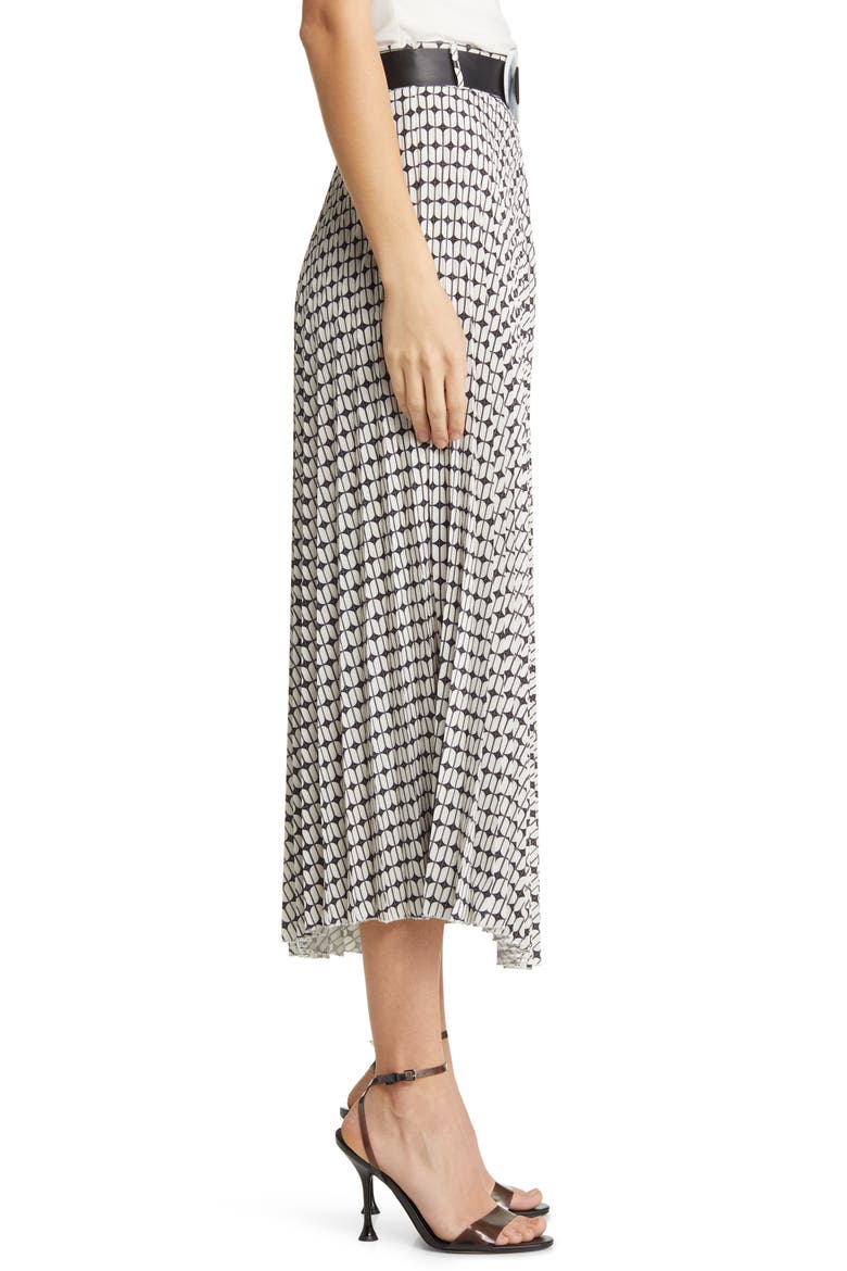 Brit Print Pleated Maxi Skirt, Alternate, color, BLACK