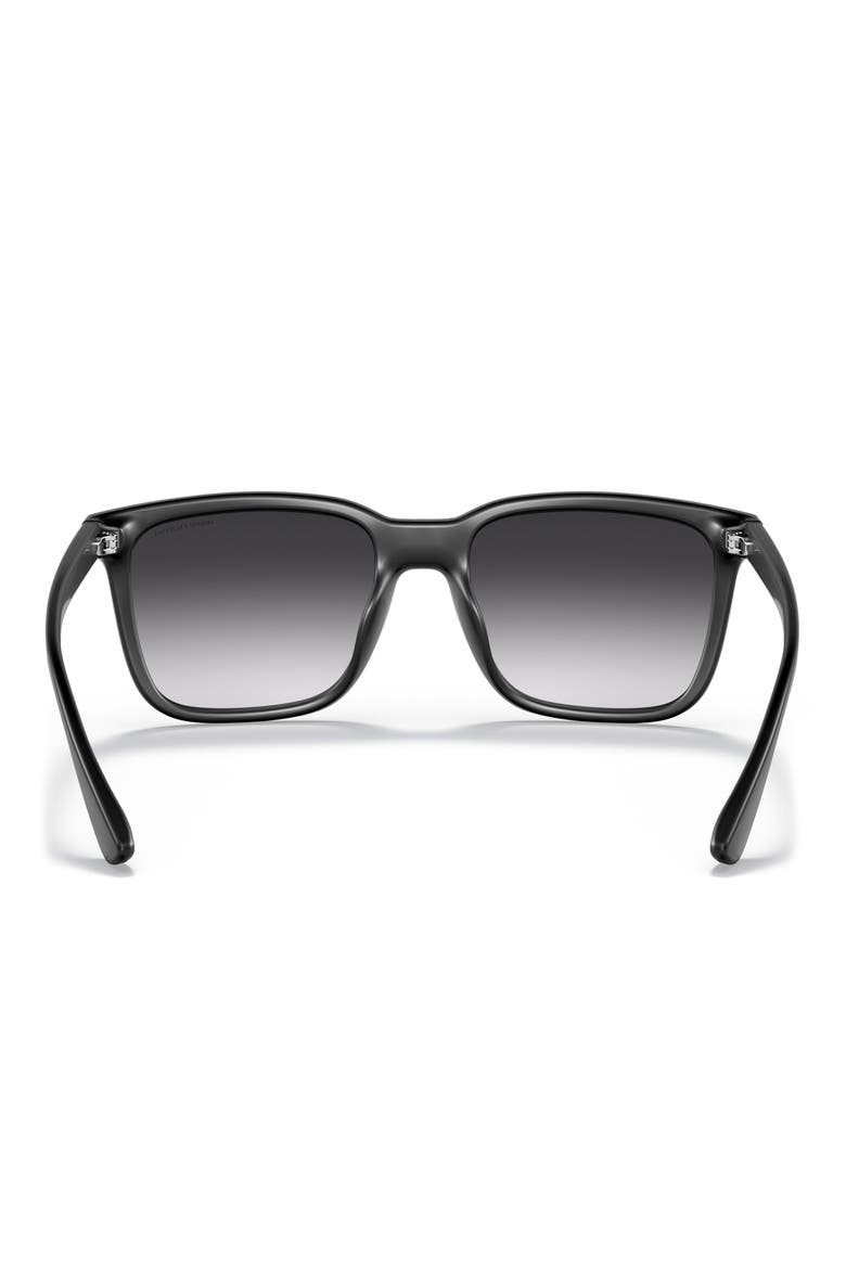55mm Gradient Rectangular Sunglasses, Alternate, color, MATTE BLACK / GRADIENT GREY