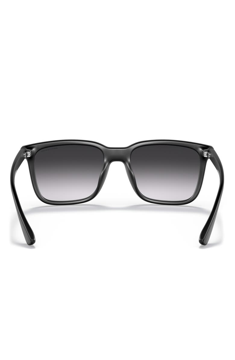 Armani Exchange 55mm Gradient Rectangular Sunglasses, Alternate, color, Matte Black / Gradient Grey
