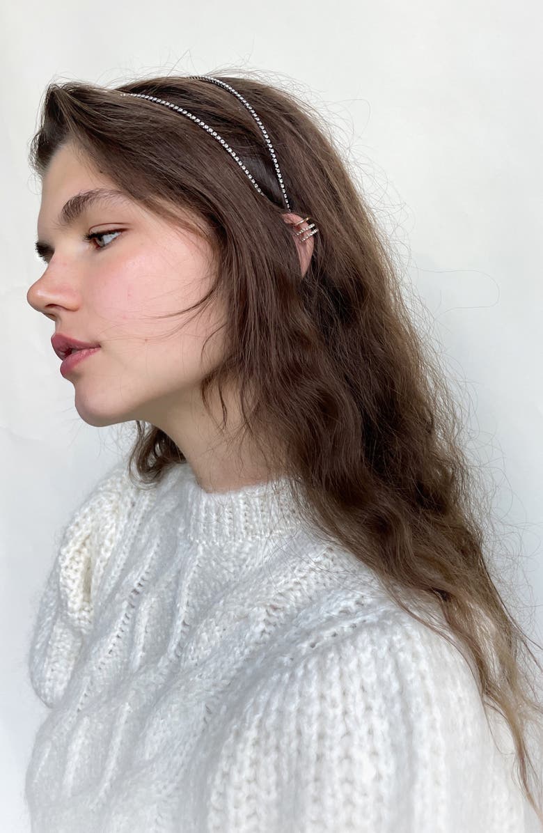 LELET NY Vera Double Row Crystal Embellished Headband, Alternate, color, Crystal
