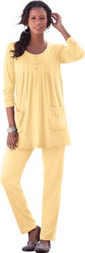Roaman's Plus Size Two Pocket Long Sleeve Soft Knit Swing Tunic