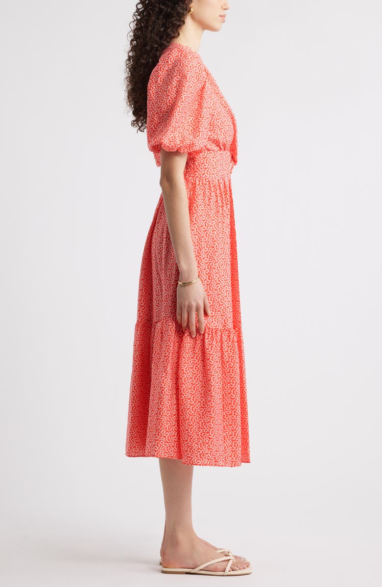 Caslon<sup>®</sup> Twist Detail Allover Print Midi Dress, Alternate, color, 