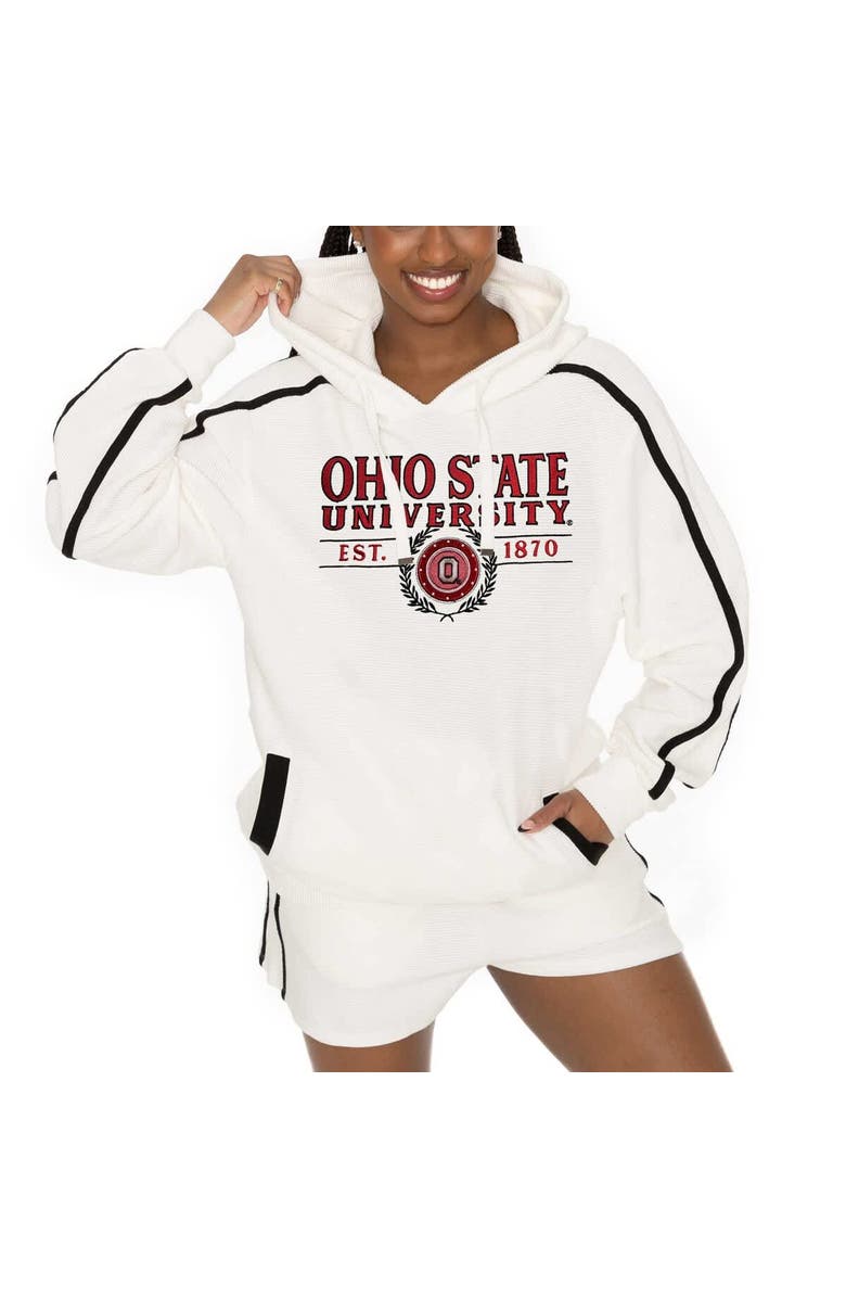 GAMEDAY COUTURE Women's Gameday Couture Cream Ohio State Buckeyes Down, Set, Go Pullover Hoodie and Shorts Set, Main, color, Cream