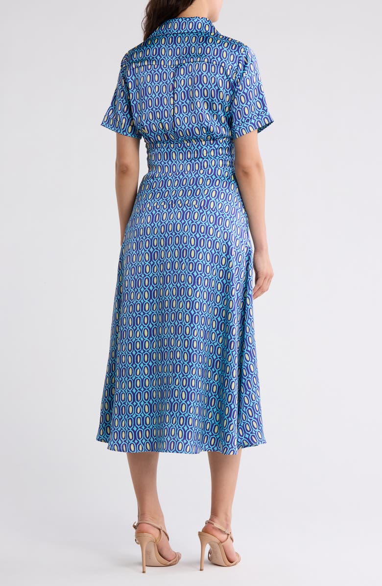 Tahari ASL Geometric Print Short Sleeve Midi Shirtdress, Alternate, color, 