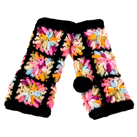 Multi Color Flower Crochet Handwarmers