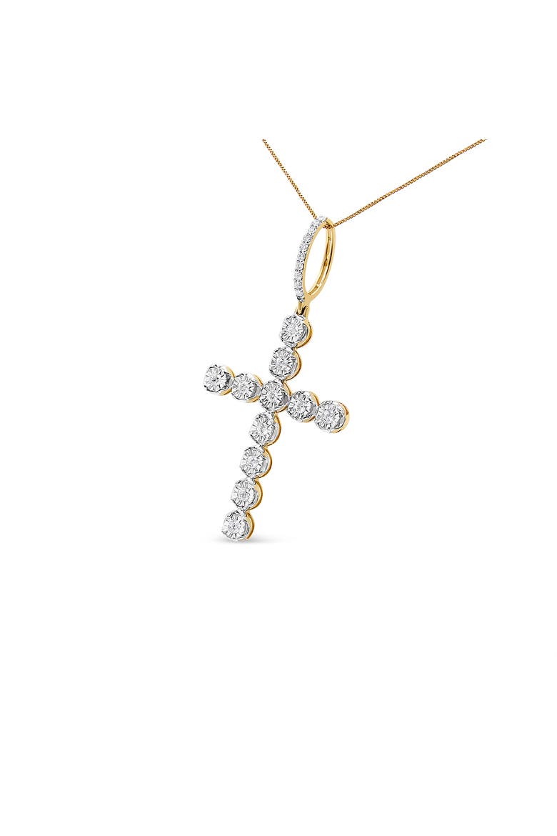 10K Yellow Gold 5/8 Cttw Diamond Link Cross Pendant Necklace for Men - NO CHAIN, Alternate, color, Yellow