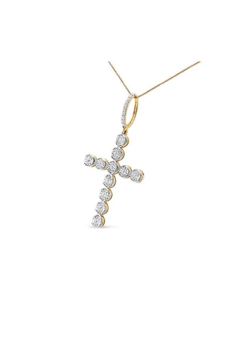 Haus of Brilliance 10K Yellow Gold 5/8 Cttw Diamond Link Cross Pendant Necklace for Men - NO CHAIN, Alternate, color, Yellow