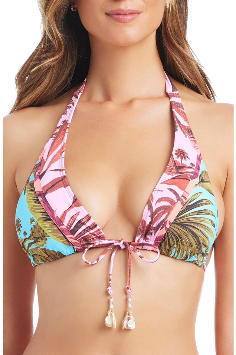 Triangle Bikini Top, Main, color, TURQUOISE/ PINK MULTI