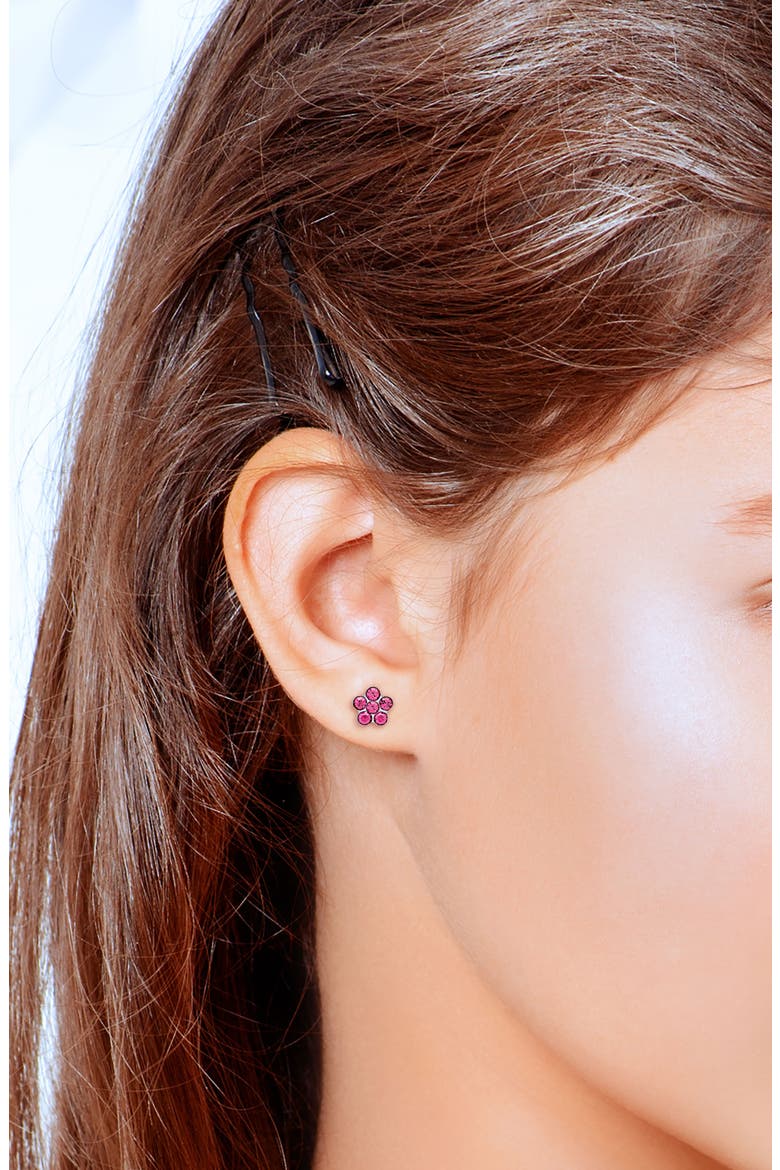 Set of 3 Kids' Crystal Flower Stud Earrings, Alternate, color, MULTI