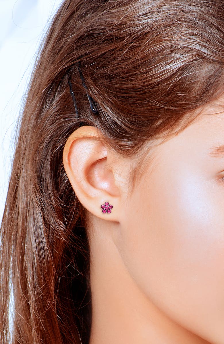 Lily Nily Set of 3 Kids' Crystal Flower Stud Earrings, Alternate, color, Multi