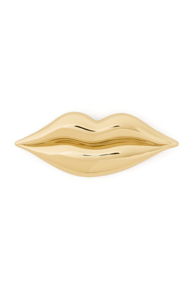 Caviar and Crimson Lips Brooch, Main, color, GOLD