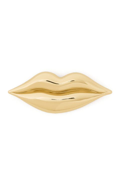 Caviar and Crimson Lips Brooch