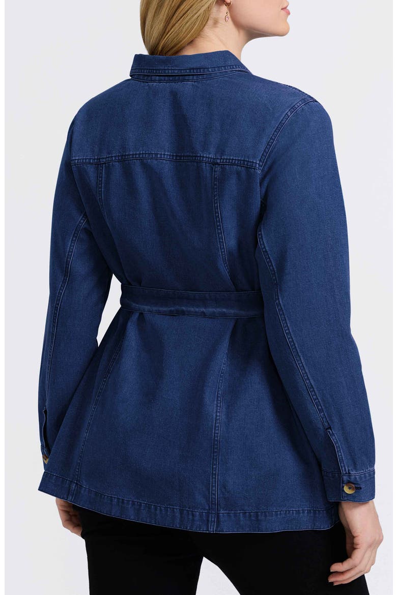 Stella Belted Denim Utility Jacket, Alternate, color, DARK WASH