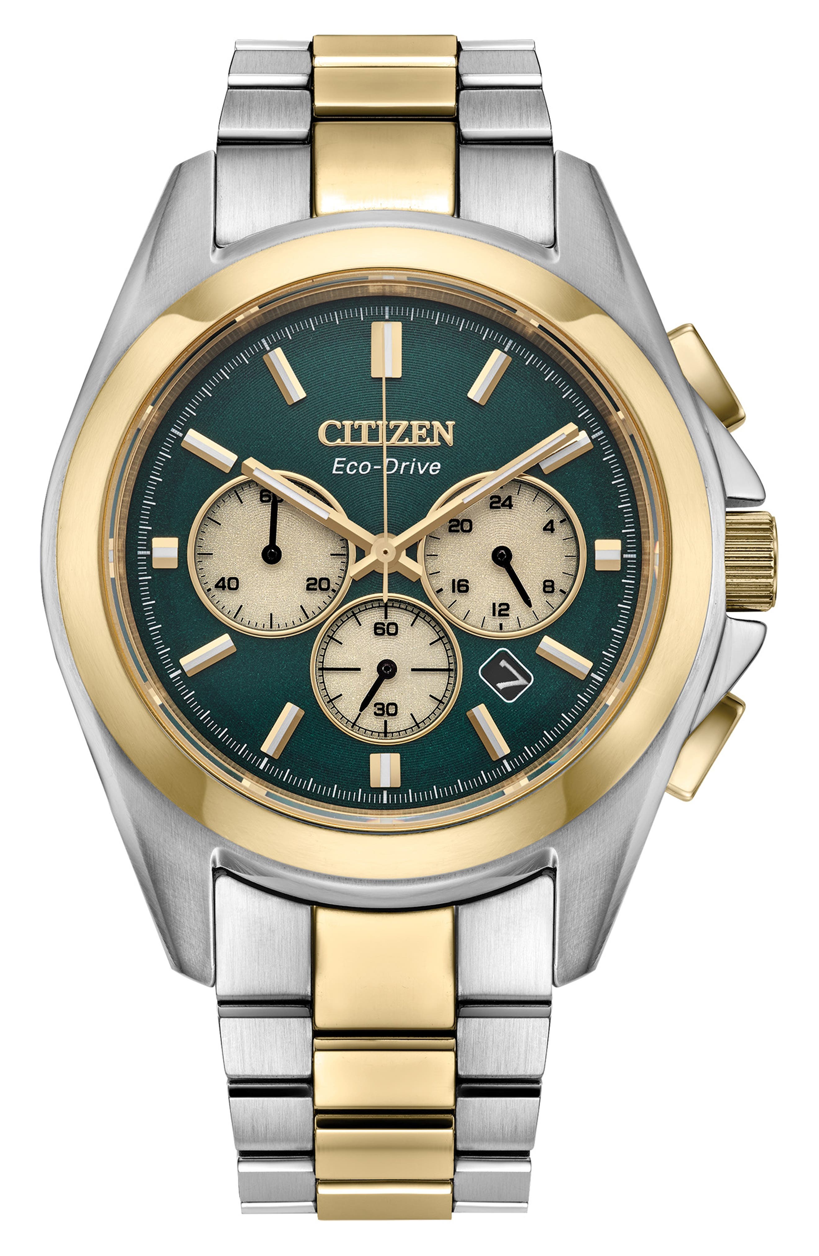 Two Tone Chronograph Solar Watch