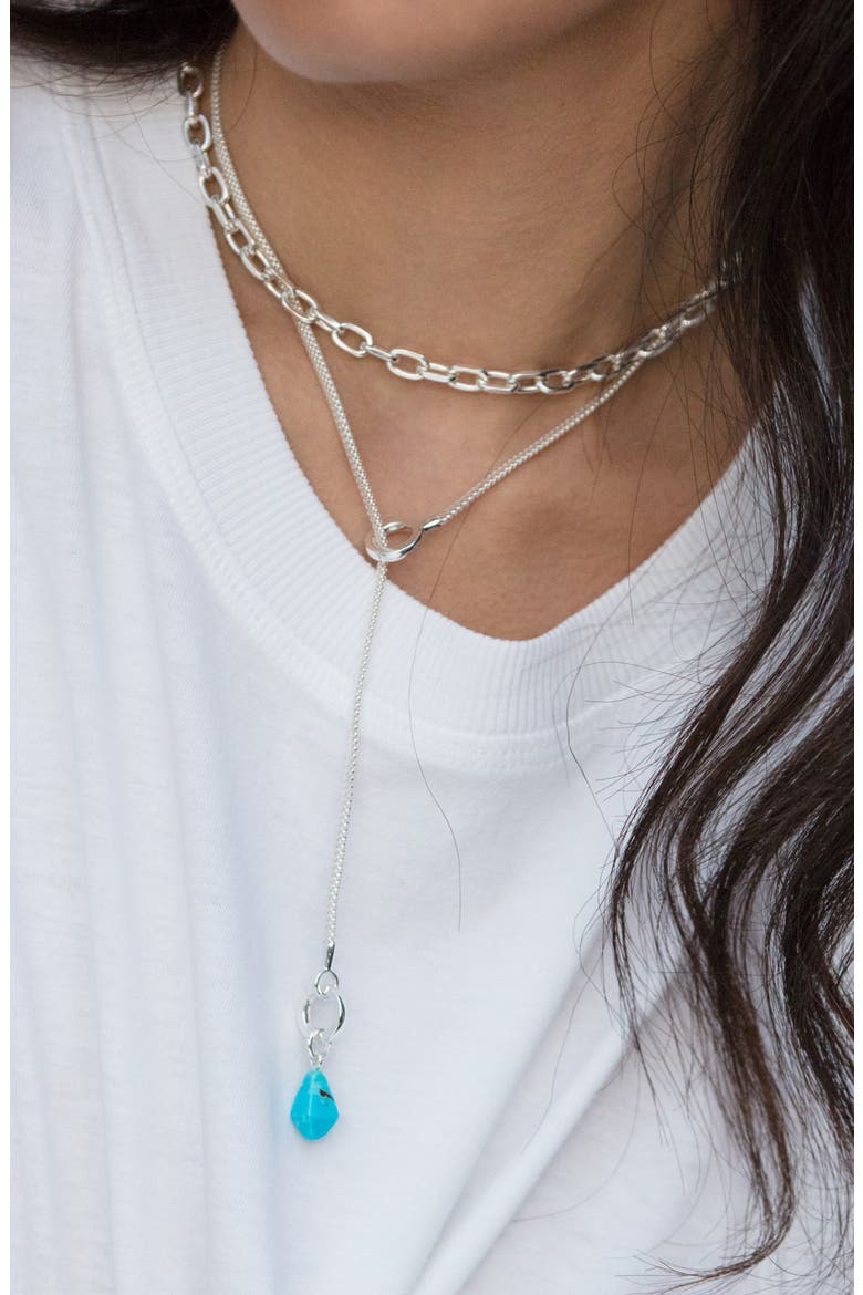 Geometric Stone Pendant Charm, Alternate, color, SILVER