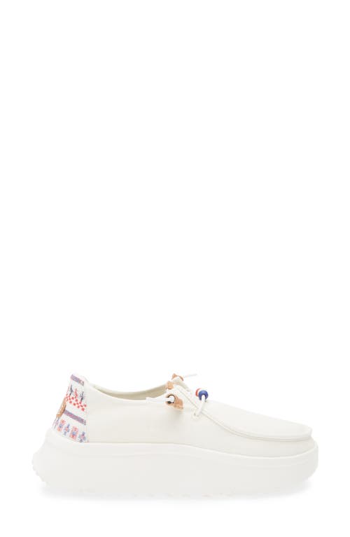 Hey Dude Wendy Peak Baja Stripe Slip-on Moc Toe Shoe In White
