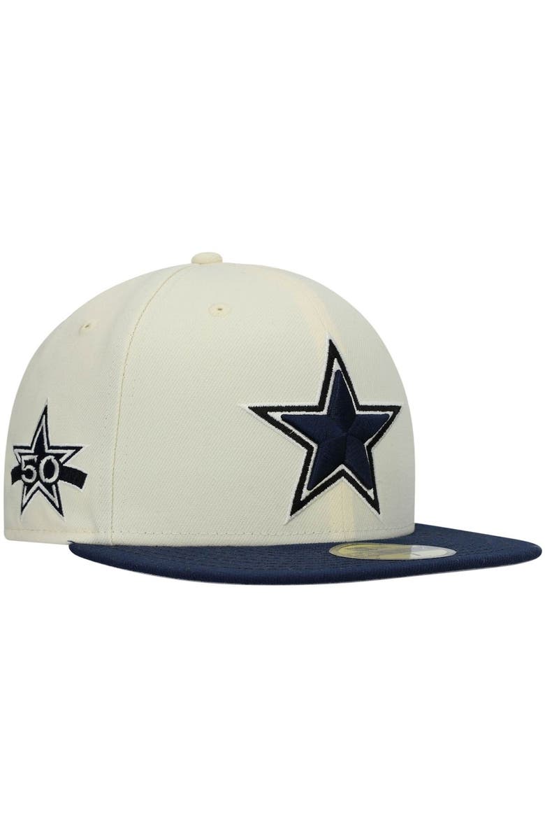 New Era Men's New Era Cream/Navy Dallas Cowboys Chrome 59FIFTY Fitted Hat, Main, color,