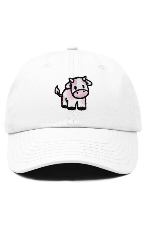 Dalix Strawberry Cow Embroidered Cap In White