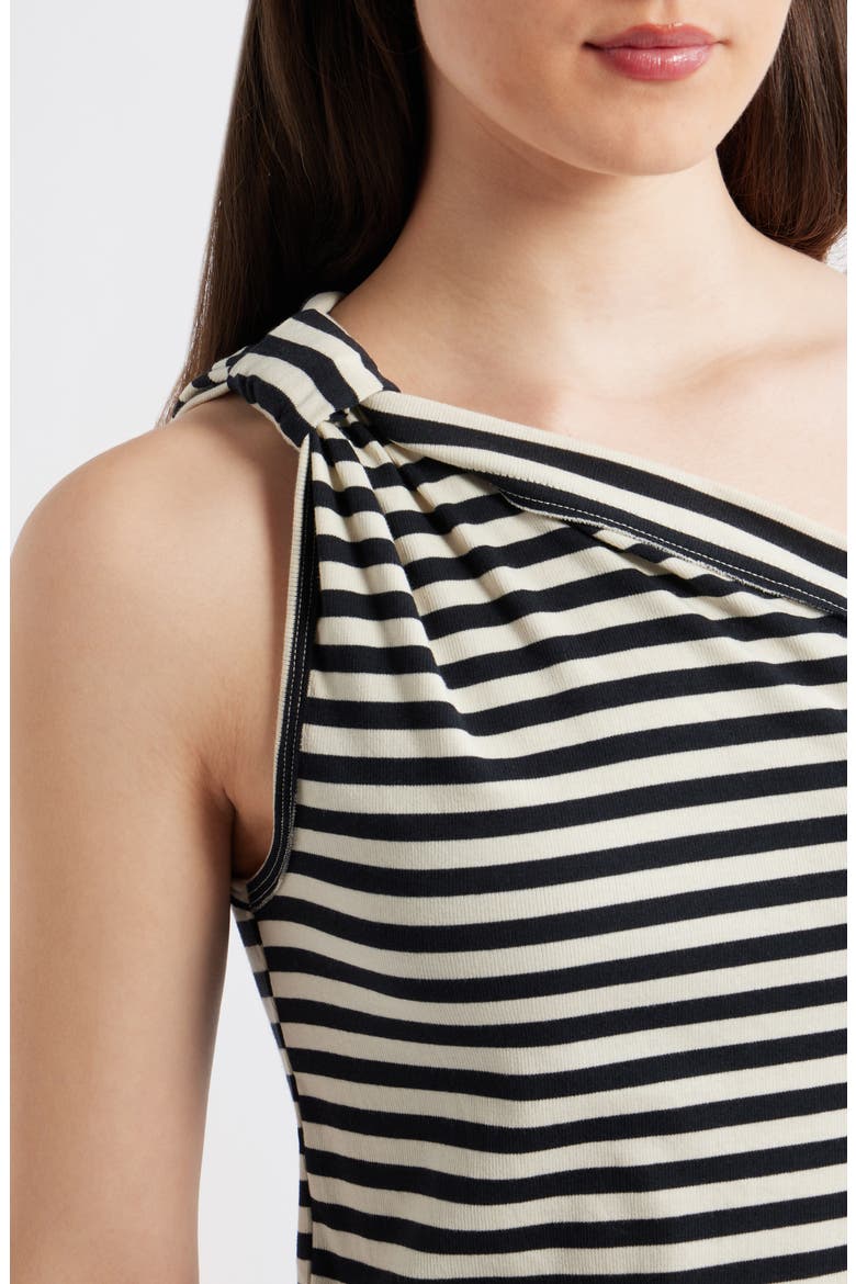 Knot My Vibe One-Shoulder Asymmetric Top, Alternate, color, BLACK COMBO