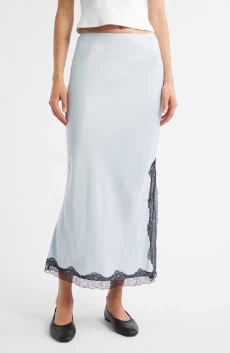Topshop Lace Trim Satin Maxi Skirt