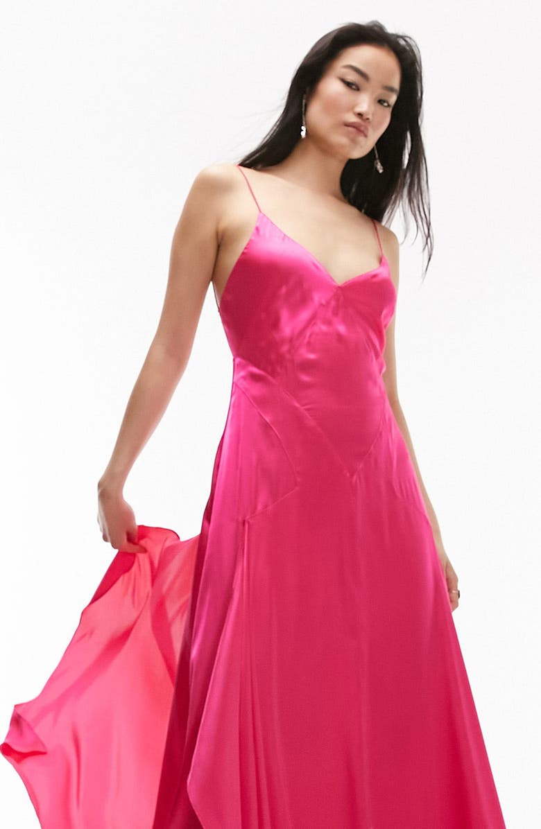 Topshop Satin Slip Dress, Alternate, color, 