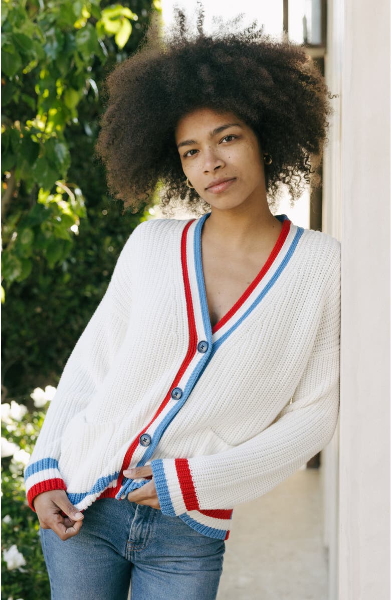 Ellsworth + Ivey Billy Knit Cardigan - America, Alternate, color, Ivory