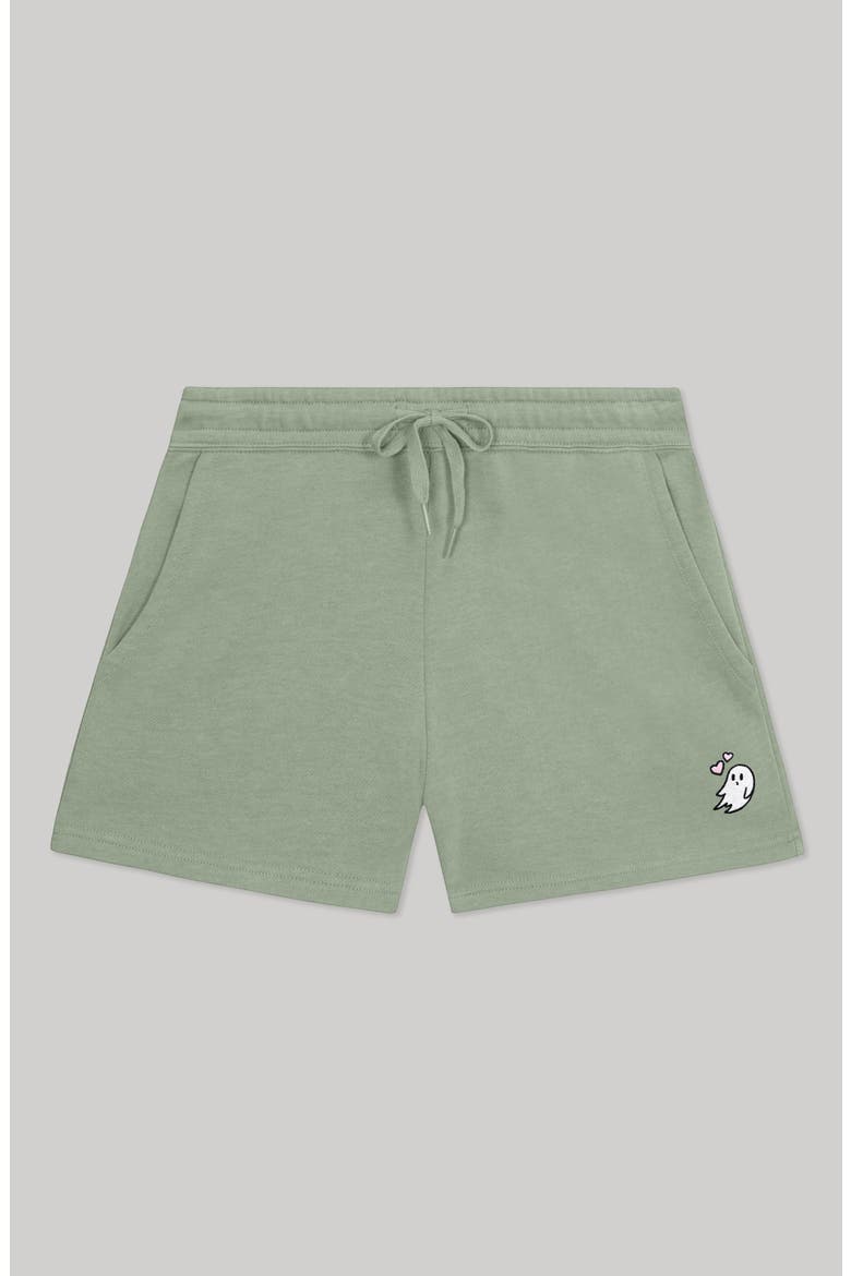 Womens Heartly Ghost Midweight Washed Fleece Shorts, Main, color, Sage