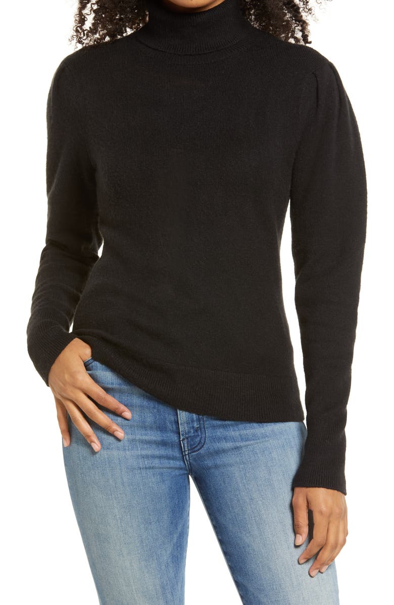Rachel Parcell Rachell Parcell Puff Shoulder Turtleneck Sweater, Main, color, 