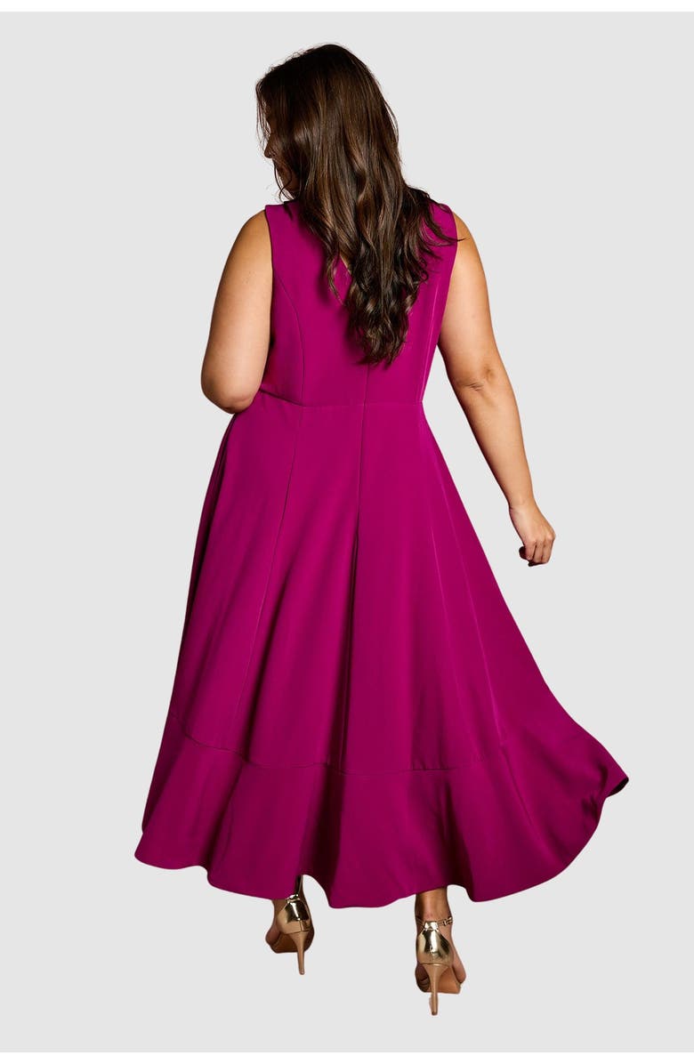 Coast Plus Crepe Ruffle Midi Dress, Alternate, color, Berry
