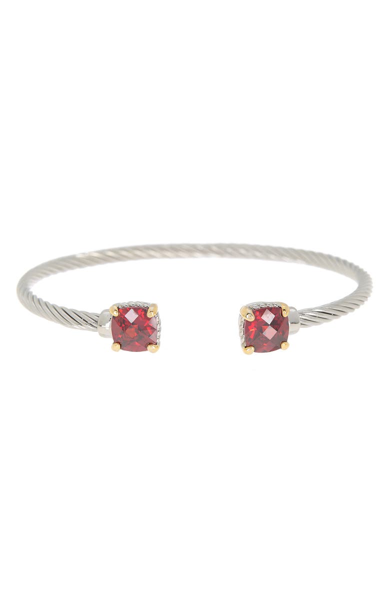 Juvell MESHMERIZE Prong Set Ruby Twisted Cable Cuff Bracelet, Main, color,