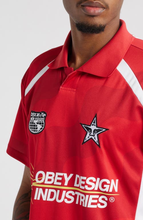 Obey Sonic Vibration Soccer Jersey In Red Multi