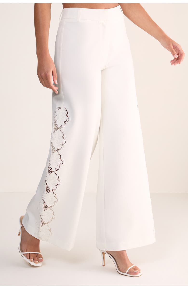 NASTY GAL Cutwork Side Tailored Wide Leg Pants, Main, color, White