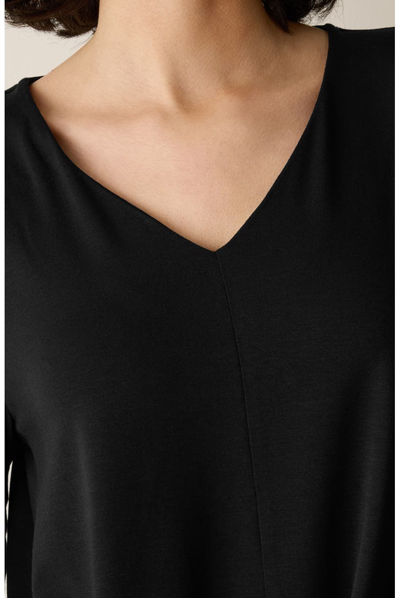 Long Sleeve V-Neck Tunic Top, Alternate, color, BLACK