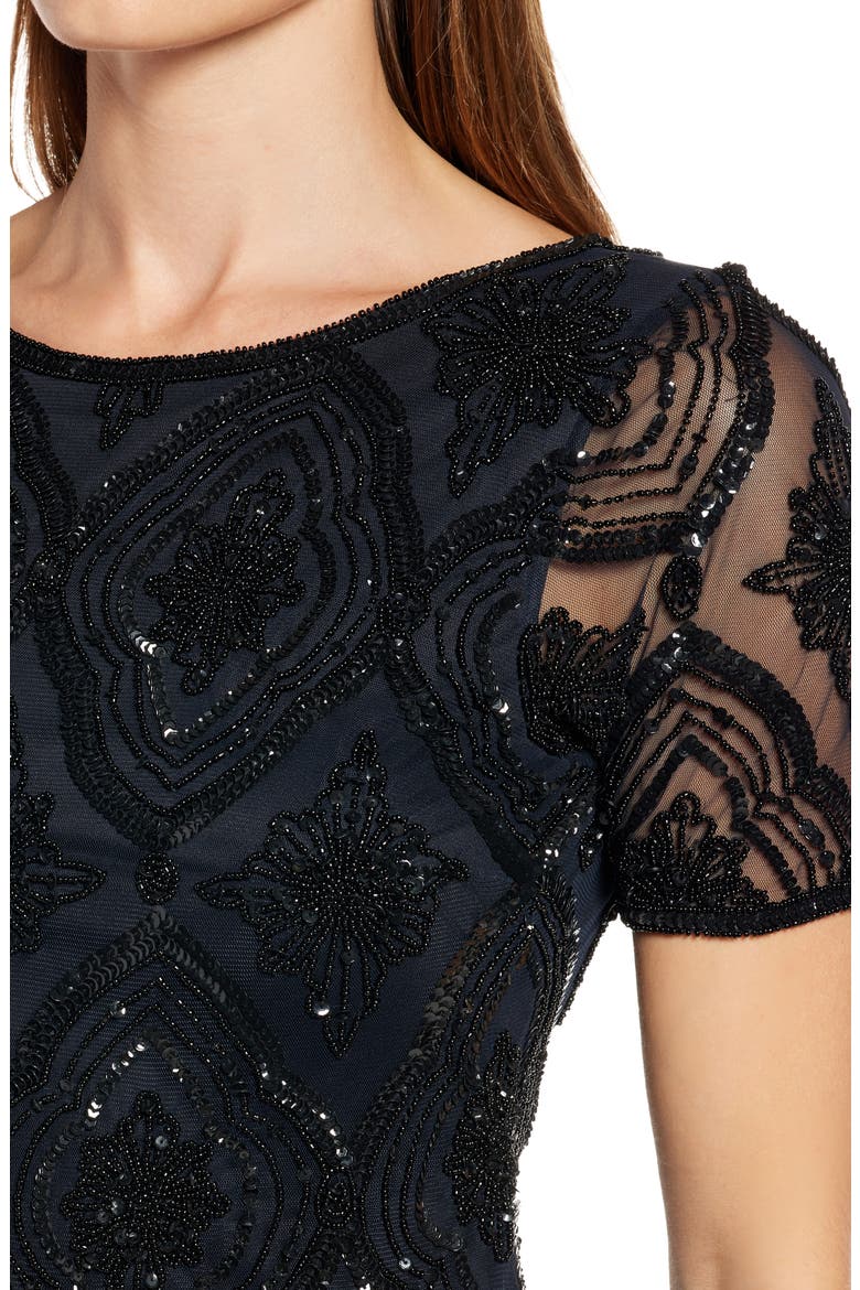 Stain Glass Beaded Cocktail Dress, Alternate, color, BLACK