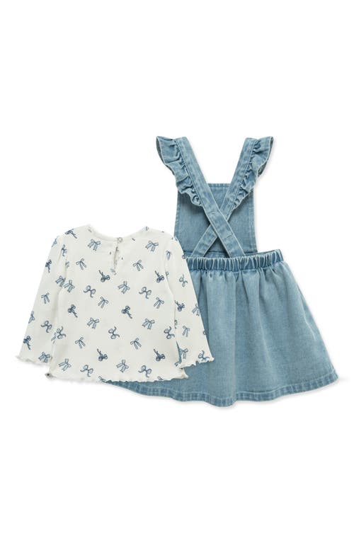 Little Me Bow Long Sleeve Top & Jumper Set In Blue