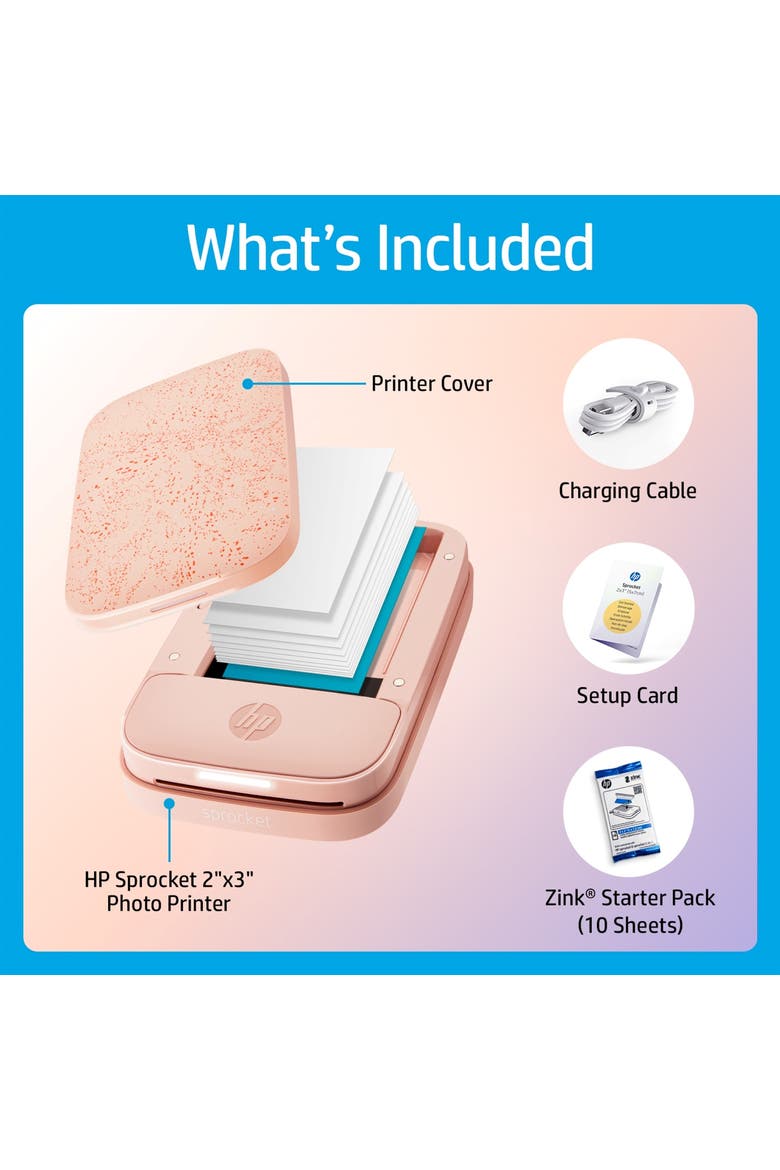 Sprocket Portable 2x3 Instant Photo Printer, Prints From iOS or Android Devices, Alternate, color, Pink
