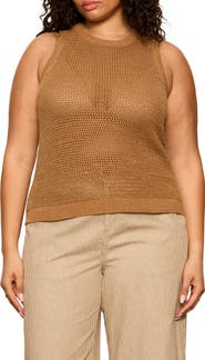 Sanctuary Metallic Sheer Open Stitch Sweater Tank