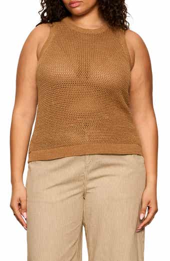 Metallic Sheer Open Stitch Sweater Tank