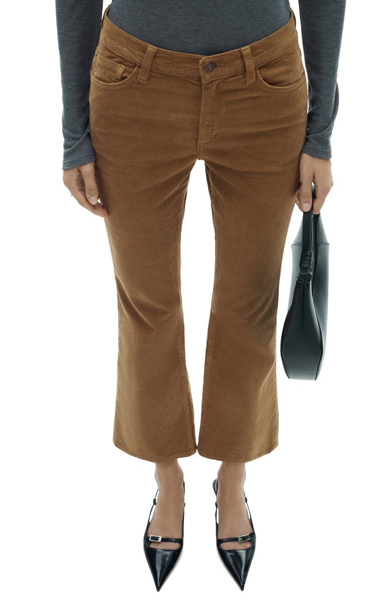 MANGO Sienna Crop Flare Corduroy Jeans, Main, color, 