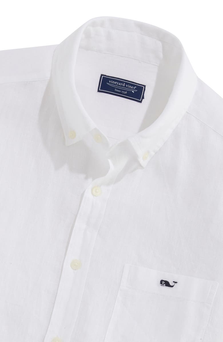 vineyard vines Solid Short Sleeve Linen Button-Down Shirt, Alternate, color,