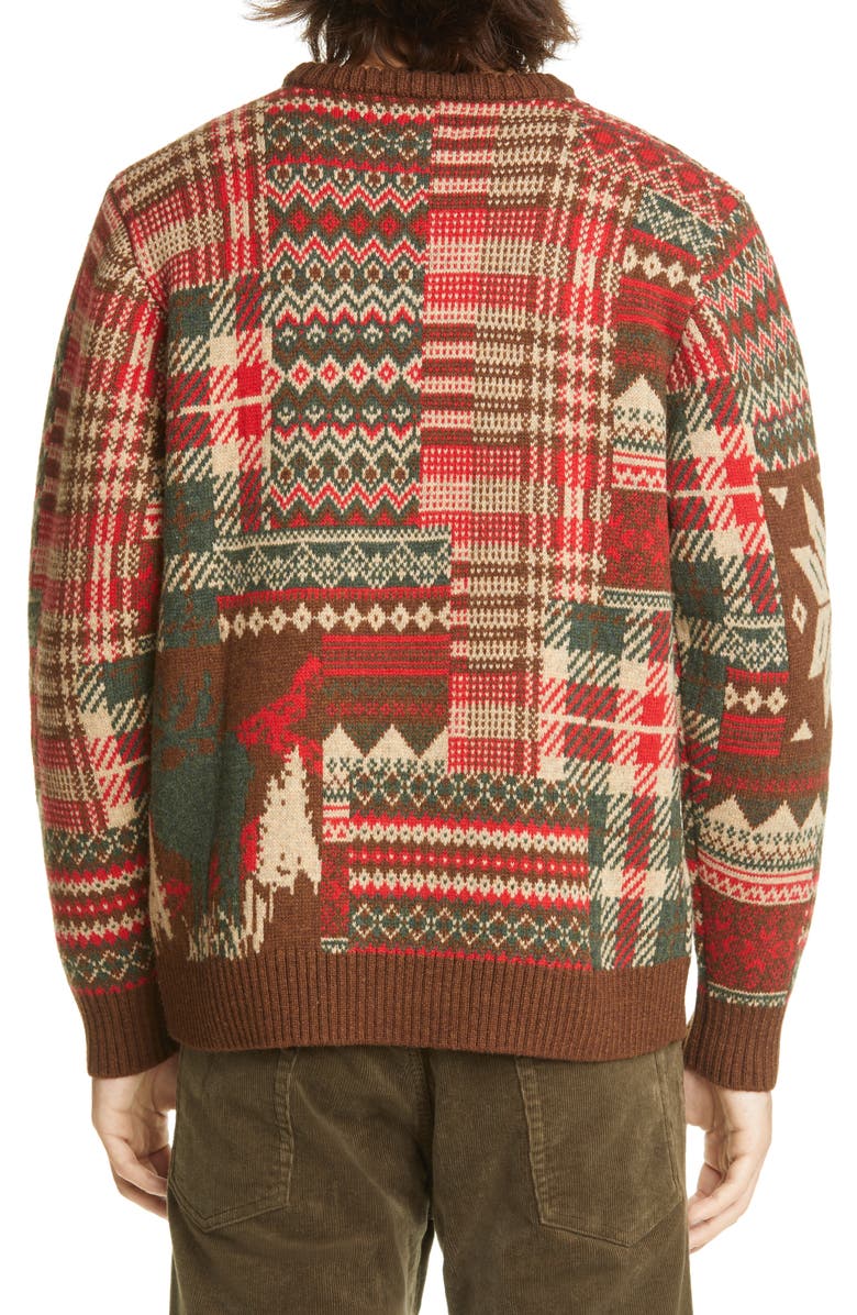 BEAMS Plus Patchwork Jacquard Wool Blend Sweater, Alternate, color,