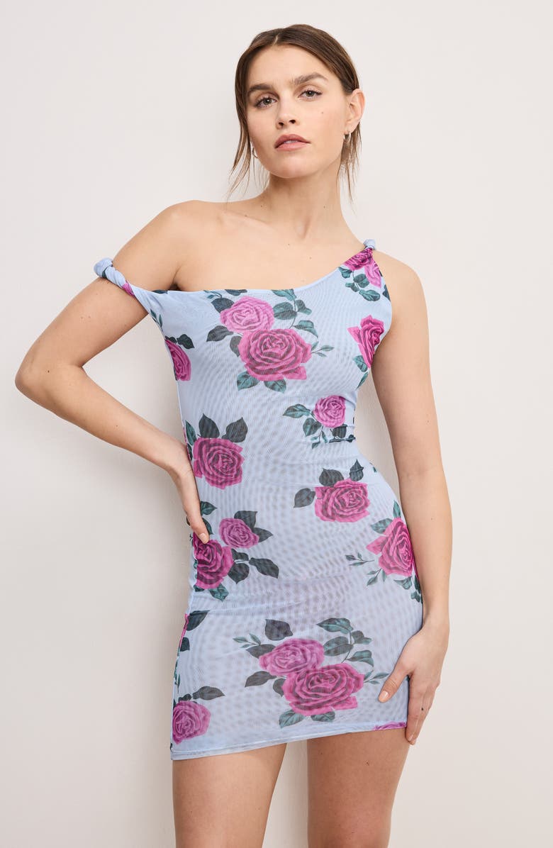 Good American Twist Cover-Up Mesh Minidress, Alternate, color, Vintage Rose001