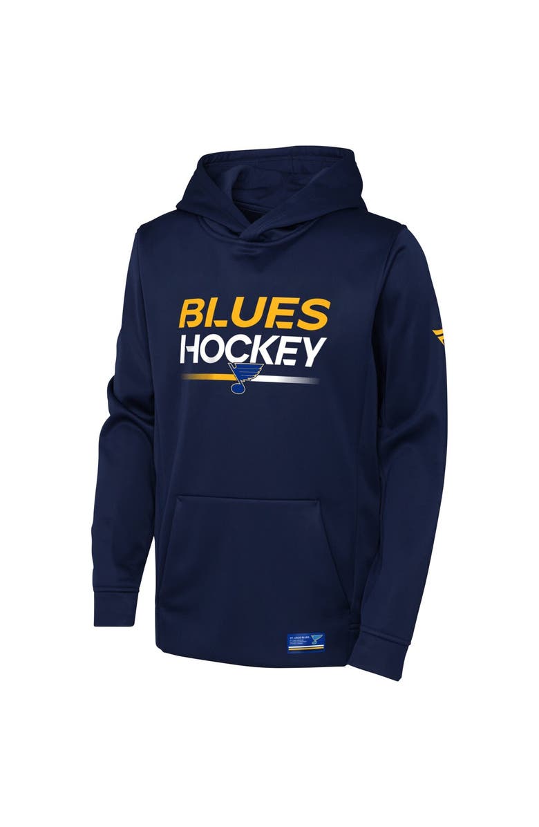 FANATICS Youth Fanatics Branded Navy St. Louis Blues Authentic Pro Pullover Hoodie, Alternate, color, 