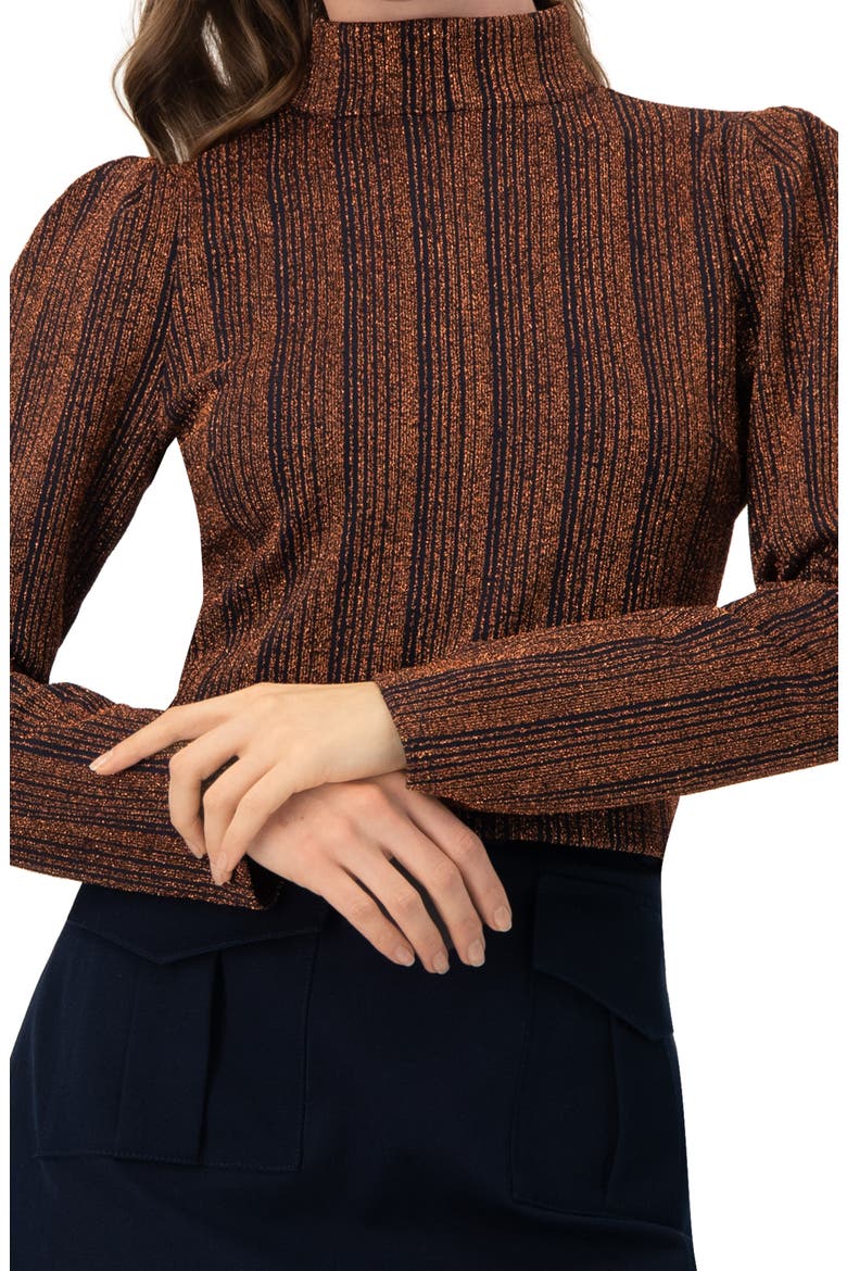 High Neck Long Sleeve Top, Alternate, color, Brown
