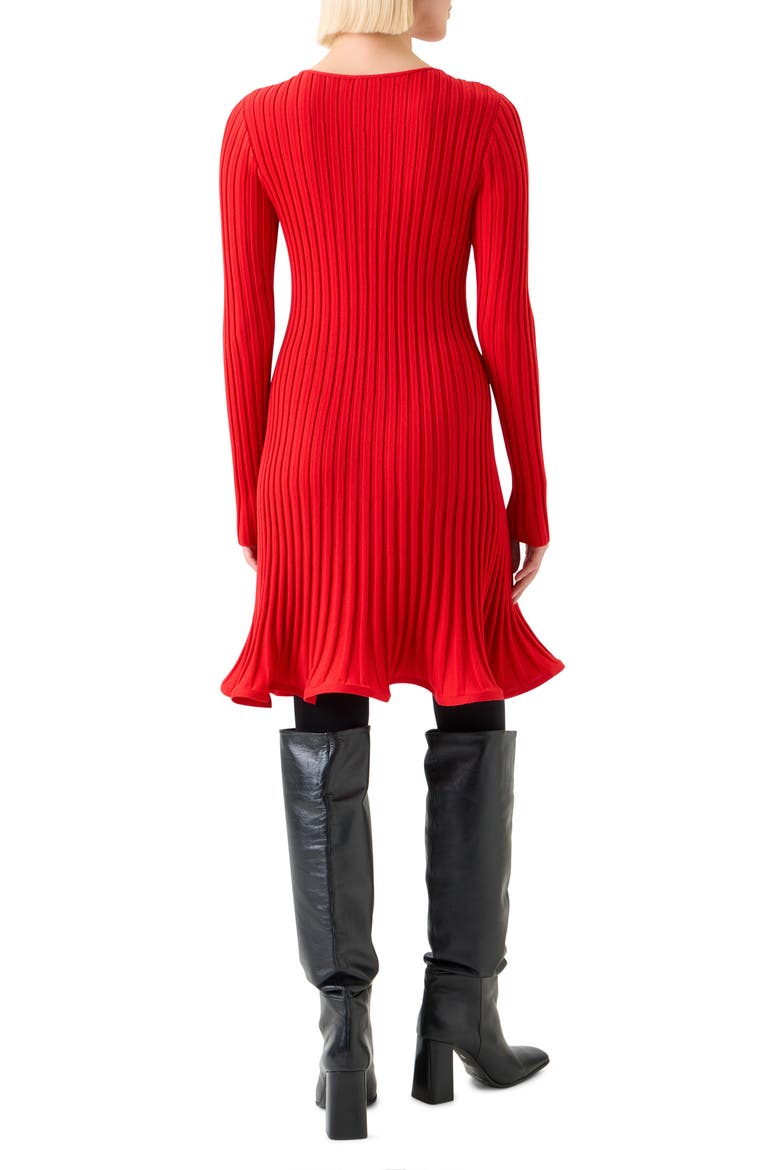 Long Sleeve Ribbed Sweater Dress, Alternate, color, VERMILLION