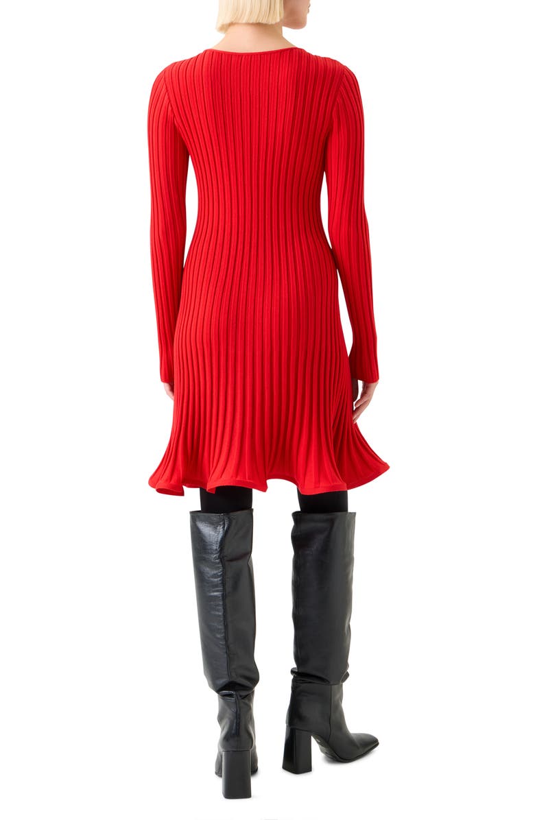 Akris punto Long Sleeve Ribbed Sweater Dress, Alternate, color, Vermillion