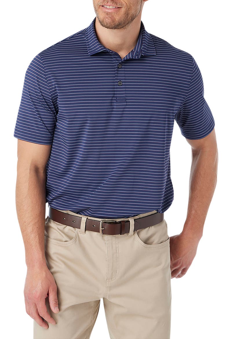 Compass Performance Polo, Main, color, NAVY BURGUNDY STRIPE