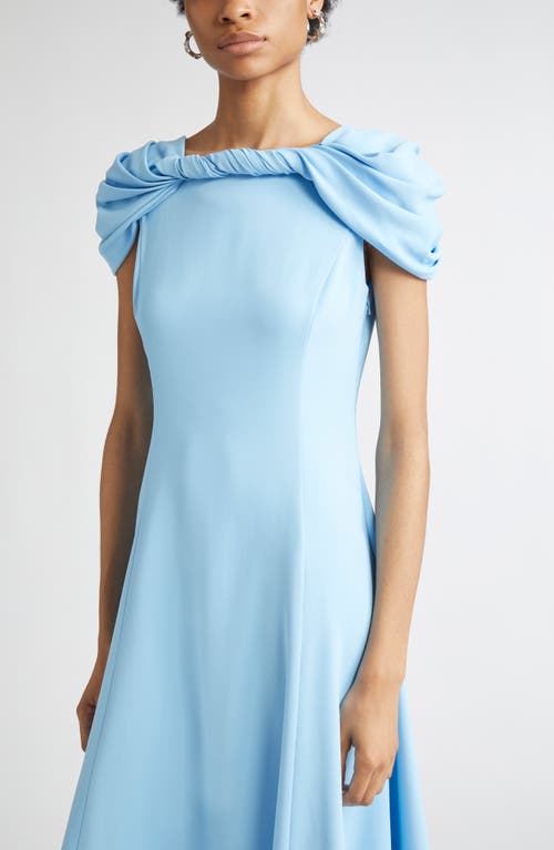 Oscar De La Renta Twist Detail Cap Sleeve Stretch Cady Midi Dress In Blue